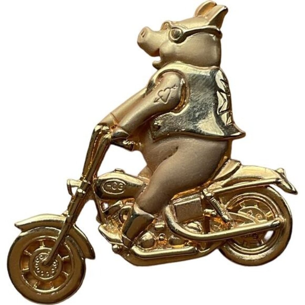 JJ Jonette Harley Hog Riding Motorcycle Brooch Pin